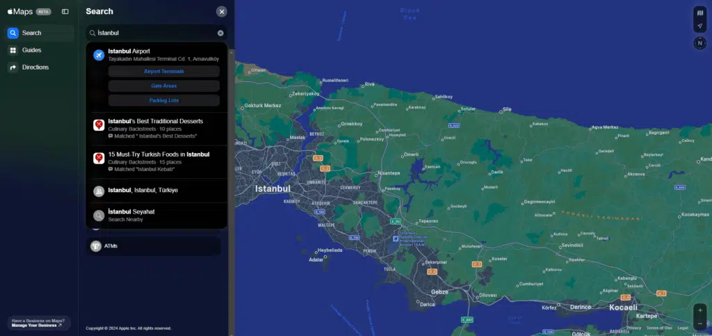 apple maps istanbul